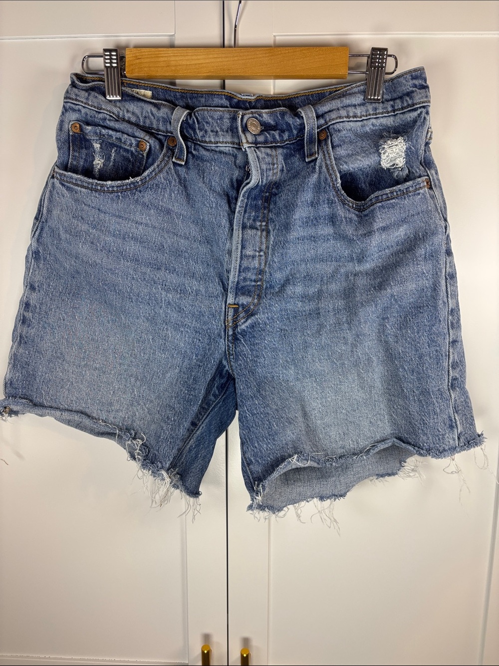 Levi’s Denim Cutoff Shorts - Light Blue Distressed